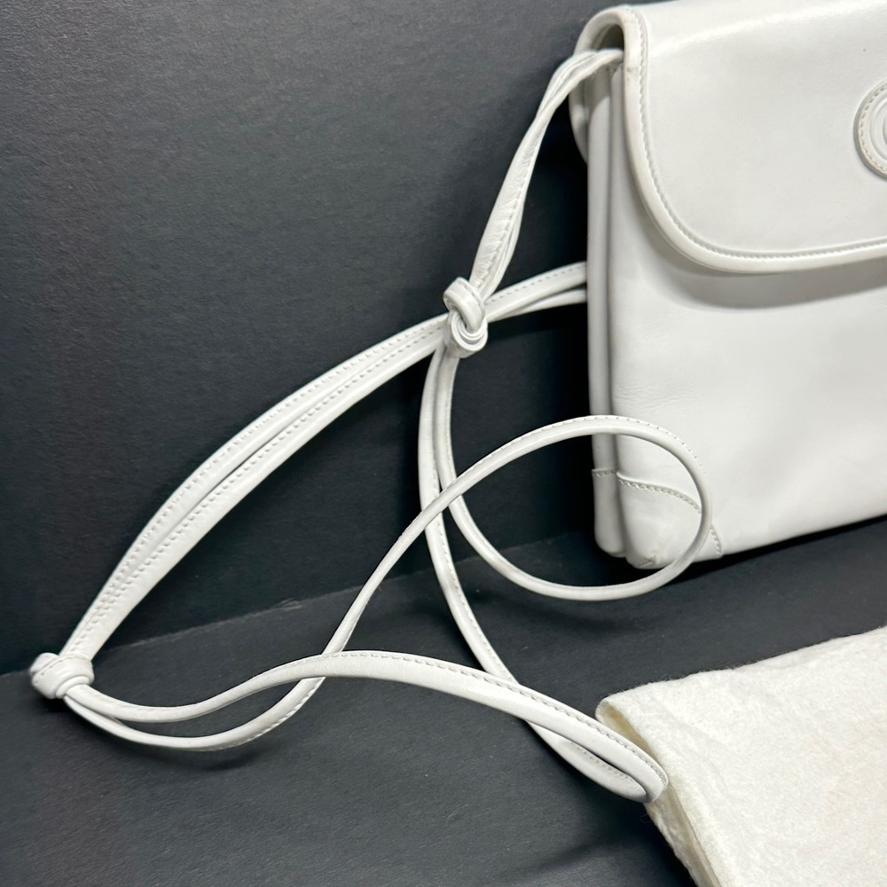 Gucci Purse Shoulder Bag Italian Leather Square White Gold Vintage With Dustbag - Picture 5 of 17